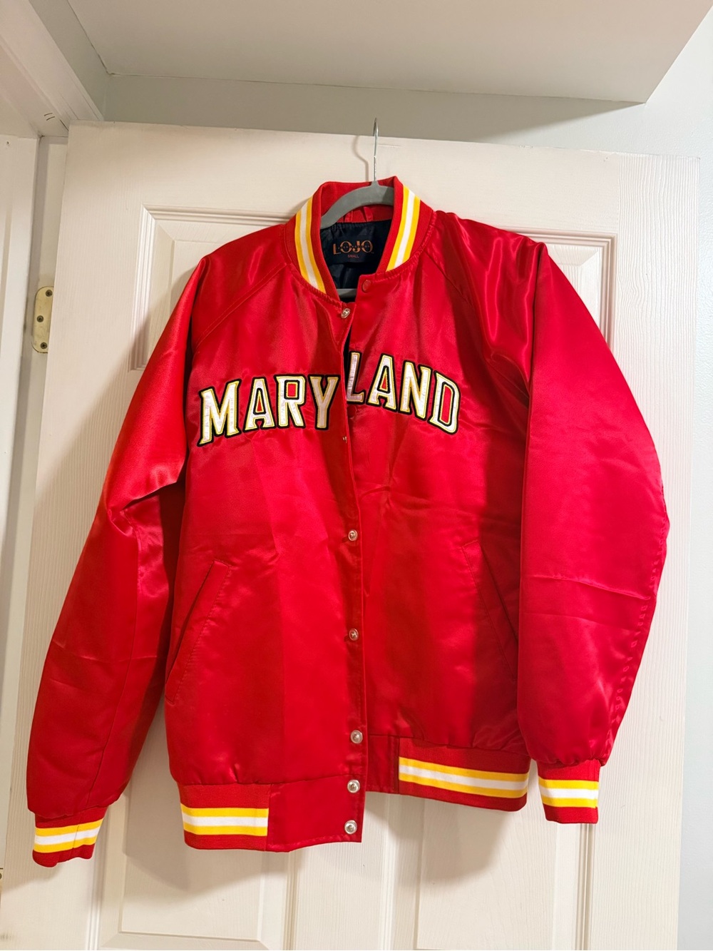 Maryland Red Satin Oversized Bomber Jacket